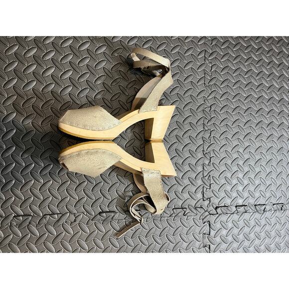 BRYR Annabelle Clog Strappy Leather Wooden Metallic Womens Shoes Size 40 US 10 - Picture 5 of 10